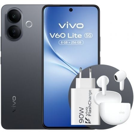 Smartphone Vivo V60 Lite 8GB/ 256GB/ 6.77"/ 5G/ Negro/ Incluye Cargador 90W y Buds - Frikibase