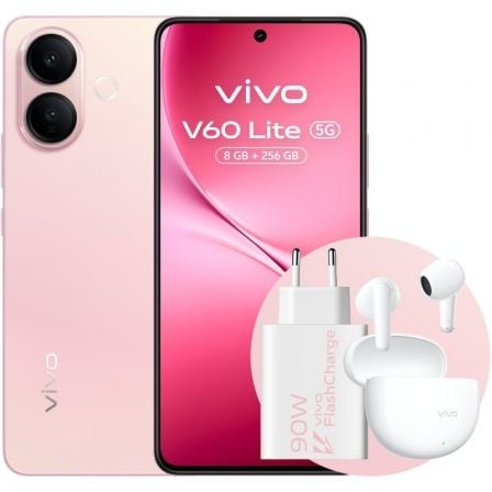 Smartphone Vivo V60 Lite 8GB/ 256GB/ 6.77"/ 5G/ Rosa/ Incluye Cargador 90W y Buds - Frikibase