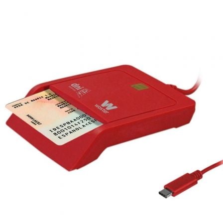 Lector de DNI y Tarjetas Woxter PE26-199/ USB Tipo-C/ Rojo - Frikibase