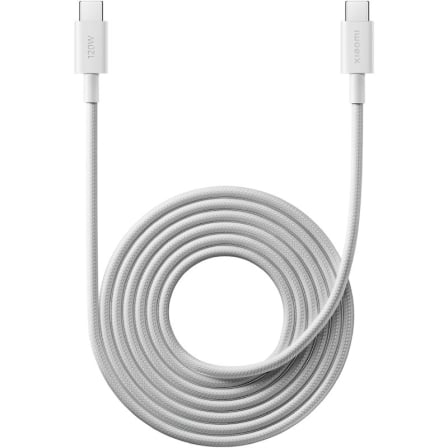 Cable USB 2.0 Tipo-C 6A Xiaomi Braided/ USB Tipo-C Macho - USB Tipo-C Macho/ Hasta 120W/ 480Mbps/ 2m/ Blanco - Frikibase