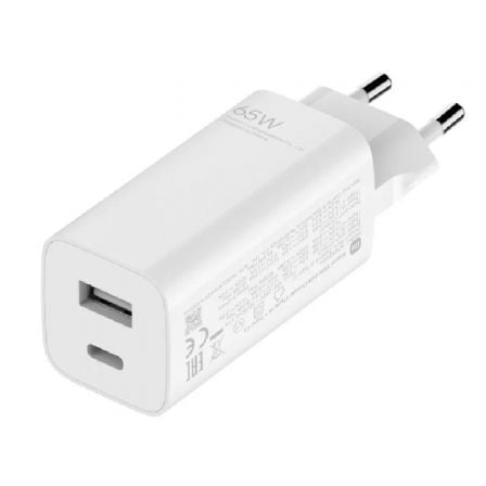 Cargador de Pared GaN Xiaomi Mi 65W Fast Charger 1xUSB Tipo-C/ 1xUSB A/ 65W - Frikibase