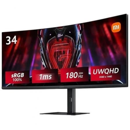 Monitor Gaming Curvo Xiaomi Curved Gaming Monitor G34WQi 34"/ WQHD/ 1ms/ 180Hz/ Negro - Frikibase