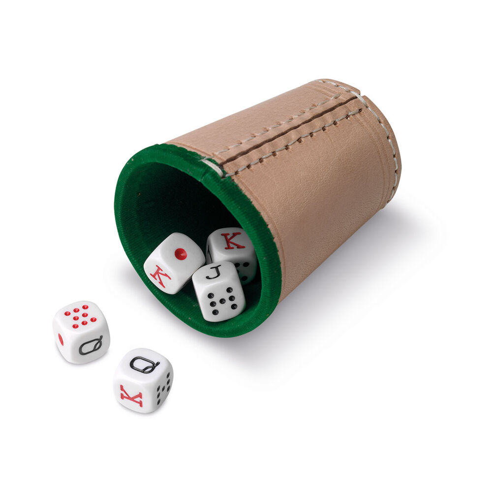 Cubilete Cuero y 5 Dados Poker - Frikibase.com