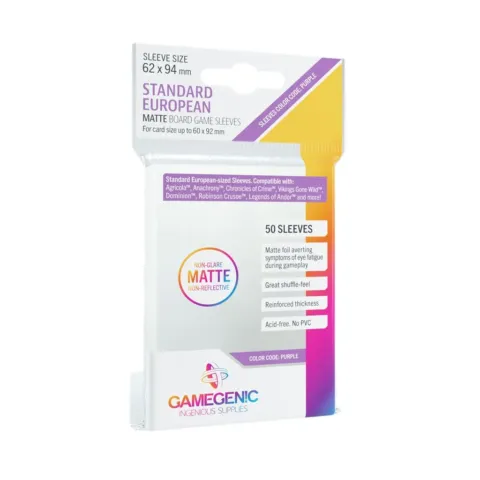 Matte Standard European-Sized Sleeves 62x94mm (50) - Accesorios y Marketing Coleccionable - Frikibase.com