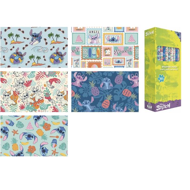Papel regalo Waves Stitch Disney surtido - Frikibase.com