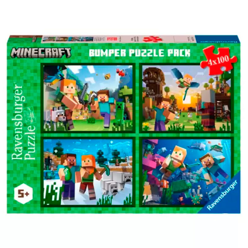 Puzzle Minecraft 4x100pzs - Frikibase.com