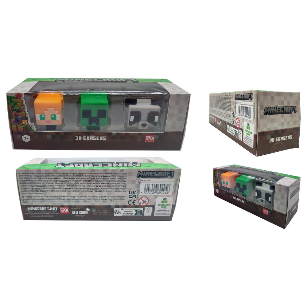 Set 3 gomas borrar Minecraft - Frikibase.com