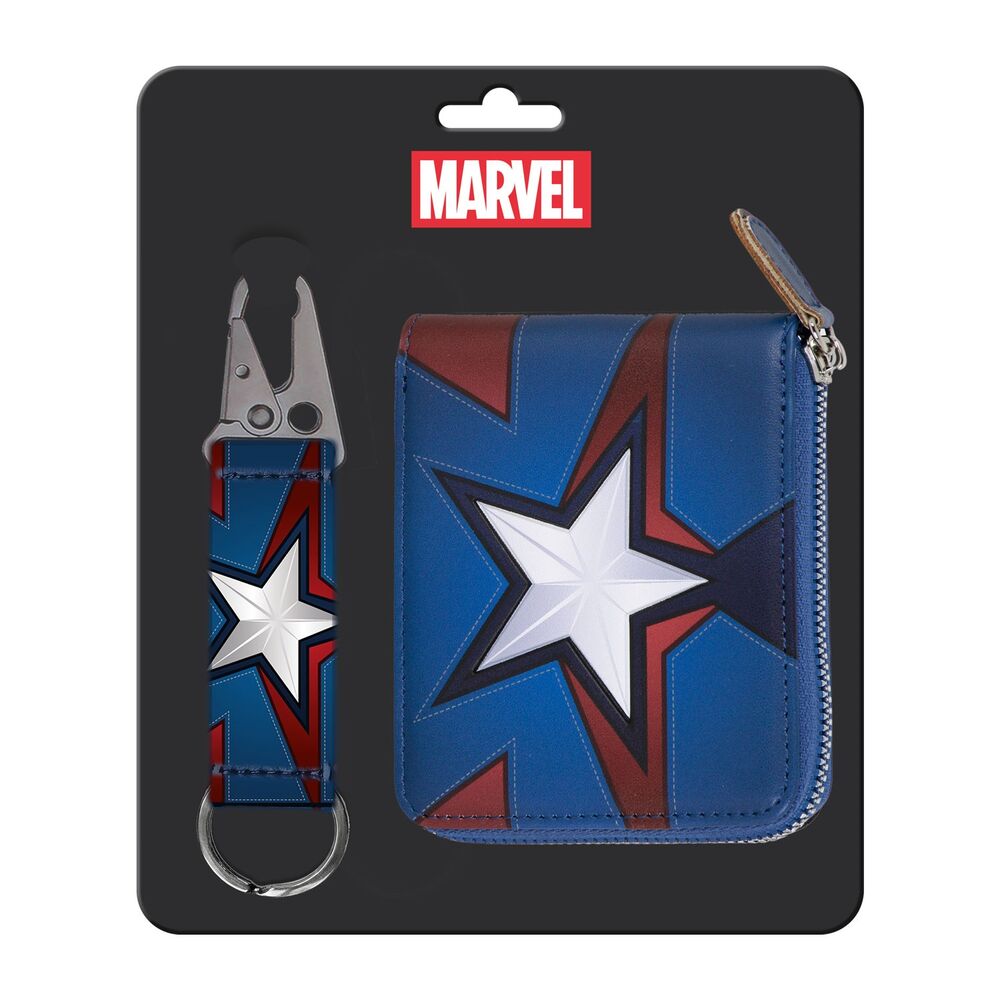 Set cartera + llavero Capitan America Marvel - Frikibase.com