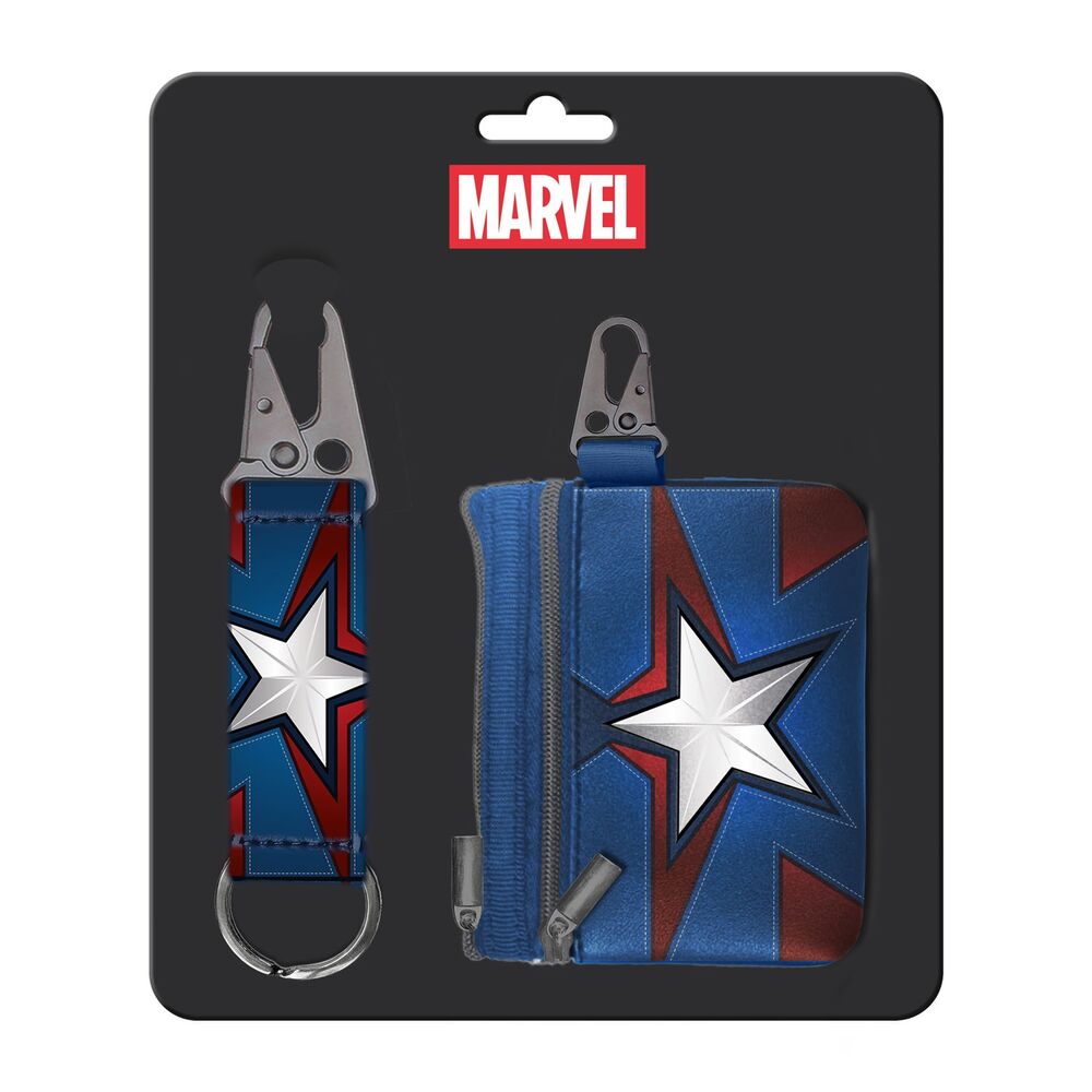 Set monedero + llavero Capitan America Marvel - Frikibase.com