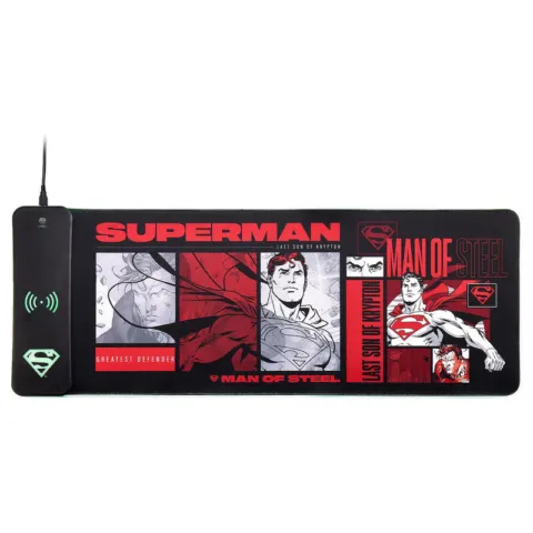 Alfombrilla gaming con cargador inalambrico Superman DC Comics - Frikibase.com